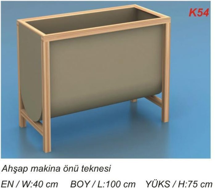 K54 AHŞAP MAKİNA ÖNÜ EN W:40cm BOY L:100cm YÜKSEKLİK H:75cm