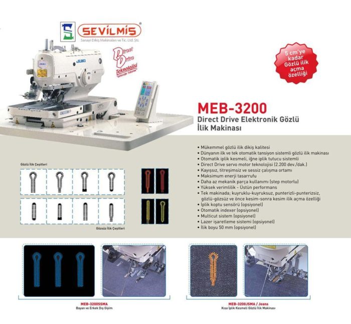 MEB-3200 DİRECKT DRİVE ELEKTRONİK GÖZLÜ İLİK MAKİNASI