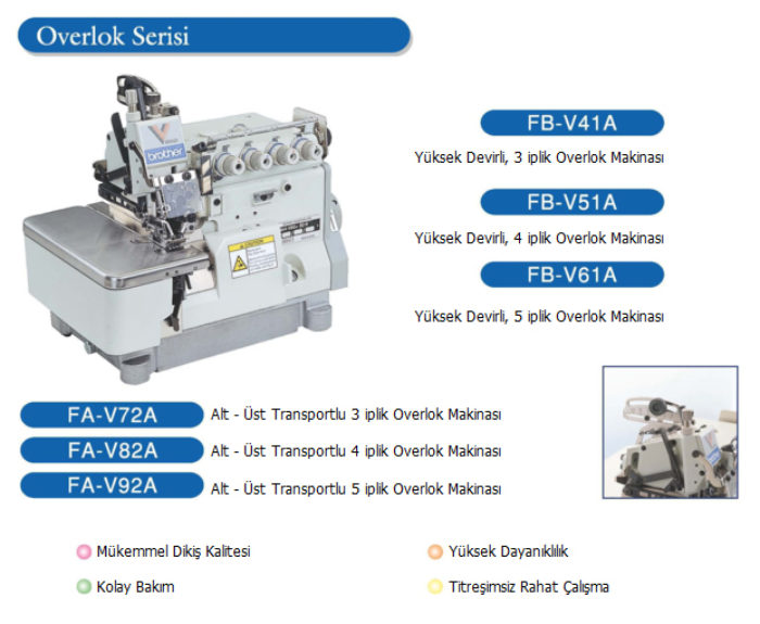 Brother V Serisi Alt Üst Transportlu Overlok Makinaları