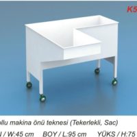 K51 KOLLU MAKİNA ÖNÜ TEKNESİ (TEKERLEKLİ SAC) EN W:45cm BOY L:95cm YÜKSEKLİK H:75cm