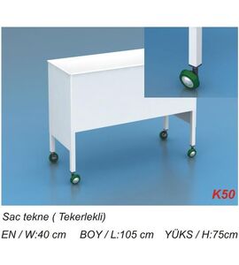 K50 SAC TEKNE (TEKERLEKLİ) EN W:40cm BOY L:105cm YÜKSEKLİK H:75cm