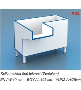 K52 KOLLU MAKİNA ÖNÜ TEKNESİ (SUNTALAM) EN:40cm BOY L:105cmYÜKSEKLİK H:75cm